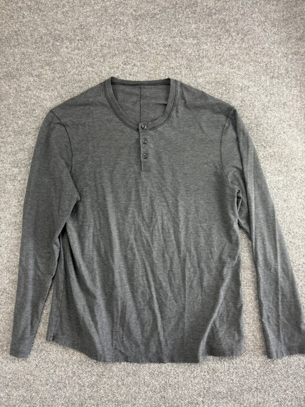 Lululemon Shirt Mens Large Gray Long Sleeve Henley Athletic Button Pullover Top